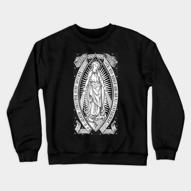 Virgin Mary Catholic Vintage Engraving Crewneck Sweatshirt by Beltschazar